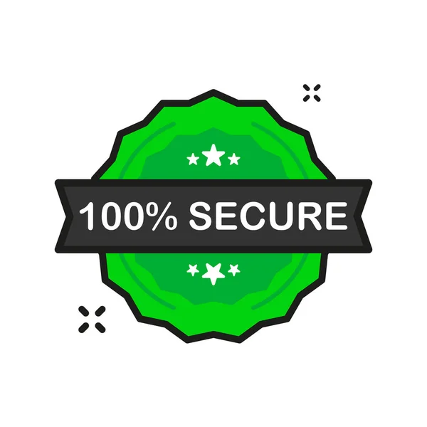 100 Secure Emblema Ícone Selo Verde Estilo Plano Fundo Branco —  Vetores de Stock