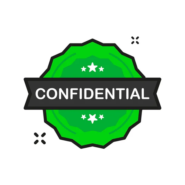 Emblema Importante Confidencial Ícone Selo Verde Estilo Plano Fundo Branco —  Vetores de Stock