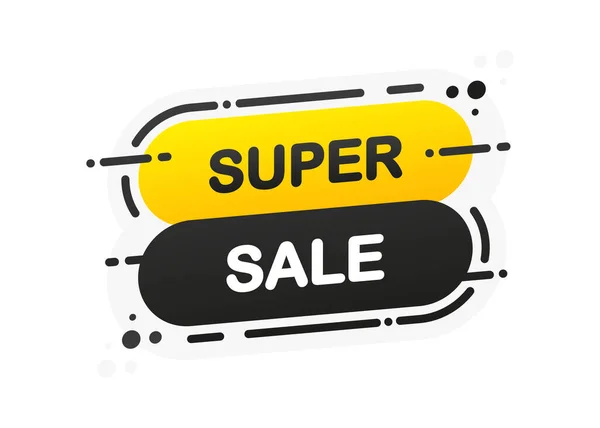 Super Mega Sale Isolado Banner Plano Amarelo Fundo Branco Ilustração —  Vetores de Stock