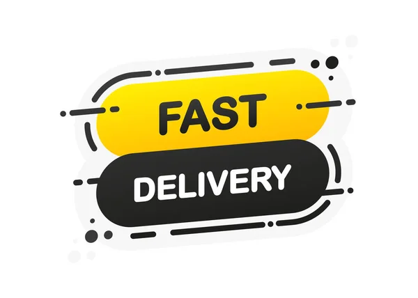 Banner Plano Amarillo Aislado Fast Delivery Sobre Fondo Blanco Ilustración — Vector de stock