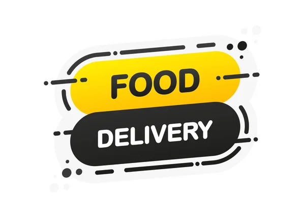 Banner Plano Amarillo Aislado Food Delivery Sobre Fondo Blanco Ilustración — Archivo Imágenes Vectoriales