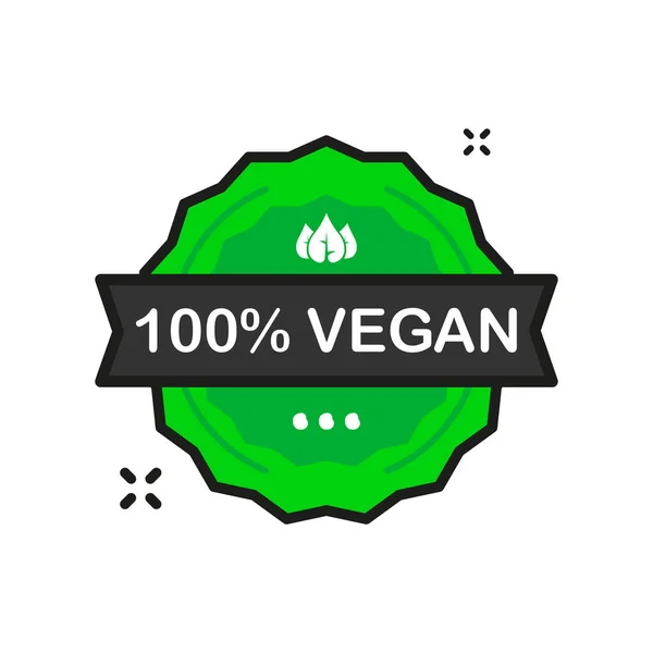 100 Vegan Orgânico Natureza Crachá Verde Ícone Selo Estilo Plano —  Vetores de Stock