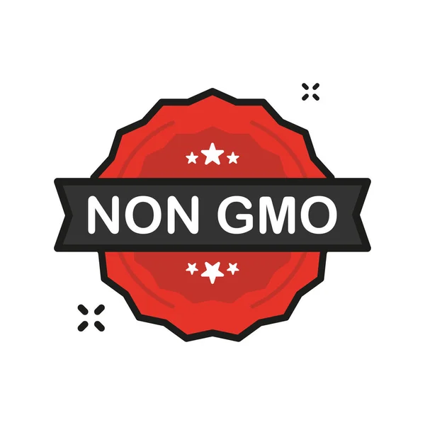Non Gmo Organic Nature Badge Red Stamp Icon Flat Style — Stock Vector