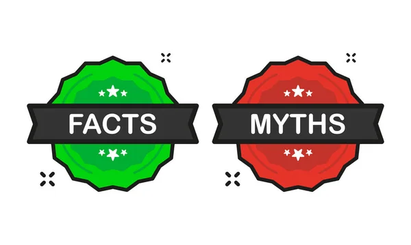 Fatos Mitos Emblema Verde Vermelho Ícone Carimbo Estilo Plano Fundo —  Vetores de Stock