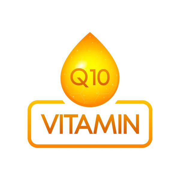 Bandiera Goccia Vitamina Q10 Izolated Sfondo Bianco Illustrazione Vettoriale — Vettoriale Stock