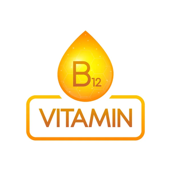 Vitamina B12 Goccia Banner Izolati Sfondo Bianco Illustrazione Vettoriale — Vettoriale Stock