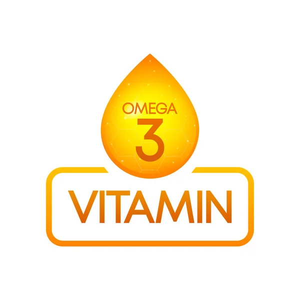 Vitamina Omega Goccia Banner Izolated Sfondo Bianco Illustrazione Vettoriale — Vettoriale Stock