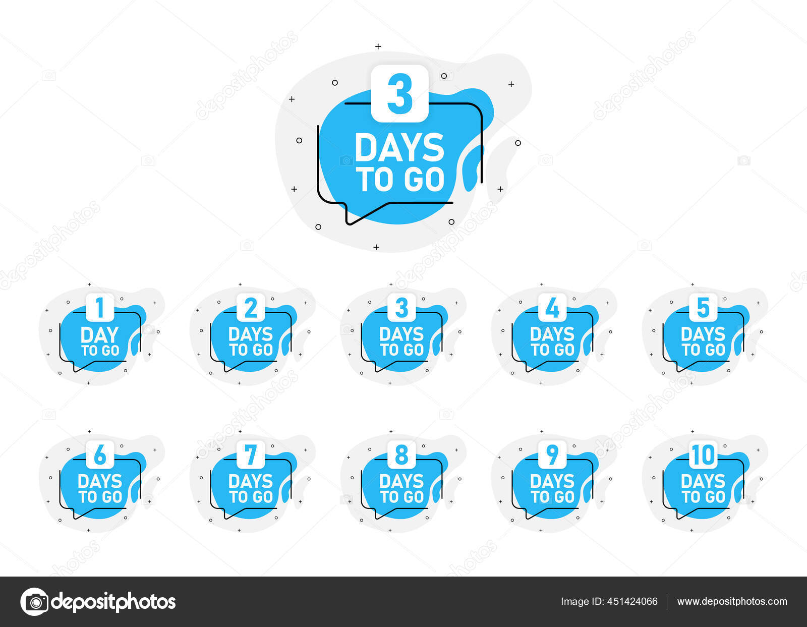 Big Blue Set Number Days Left Set Vector Emblems Stock Vector Image by