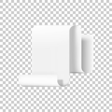 Şeffaf arkaplan üzerine gerçekçi beyaz bir sayfa. Vektör illüstrasyonu.