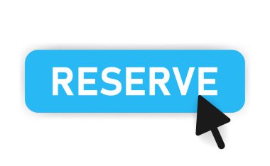 Üzerinde mavi tasarım ve fare olan düğme rezervi. Beyaz arka plan. Vektör illüstrasyonu.