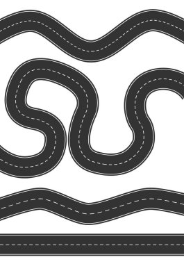 Beyaz arka planda farklı dizaynlı yollar. Vektör illüstrasyonu.