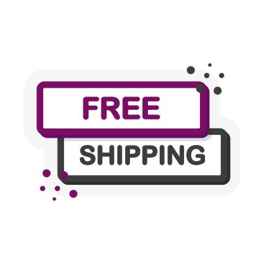 Bedava sevkiyat konuşma baloncuklu düz pankart. Beyaz arka planda iş, pazarlama ve reklam afişi. Vektör