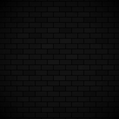 Şablon için gerçekçi izole edilmiş siyah tuğla duvar arka planı. Arkaplan dokusu. Vektör