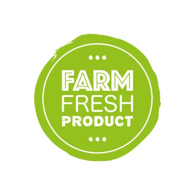 Taze sağlıklı organik logo. Taze ürün metin etiketleri ve beyaz arka plandaki yeşil etiketler. Vektör el çizilmiş nesne