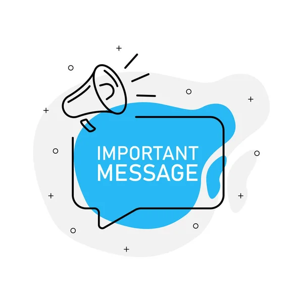 Message Important Insigne Conception Marketing Avec Haut Parleur Couleur Bleue — Image vectorielle