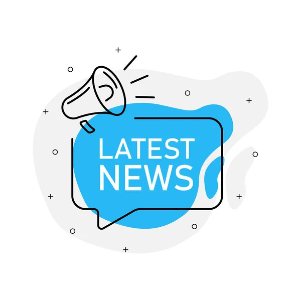 Últimas Noticias Insignia Diseño Marketing Con Altavoz Color Azul Ilustración — Vector de stock