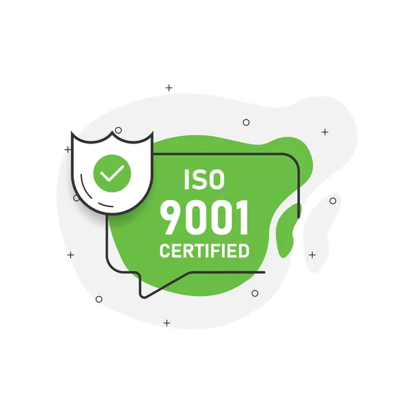 Groene Abstractie Geïsoleerde Sticker Iso 9001 Gecertificeerd Vectorillustratie — Stockvector