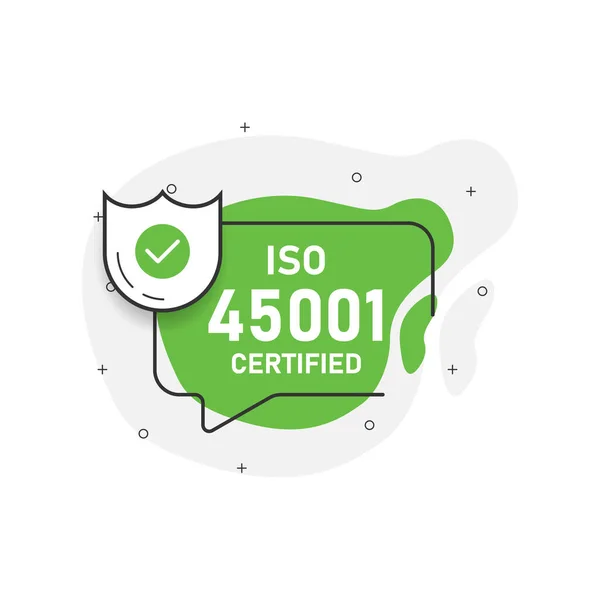 Groene Abstractie Geïsoleerde Sticker Iso 45001 Gecertificeerd Vectorillustratie — Stockvector