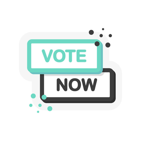 Плоское знамя с мыльным пузырем для голосования. Баннер для бизнеса, маркетинга и рекламы на белом фоне. Вектор