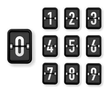 Mekanik sayı siyah sayı tahtası beyaz arka planda izole edildi. Vektör.