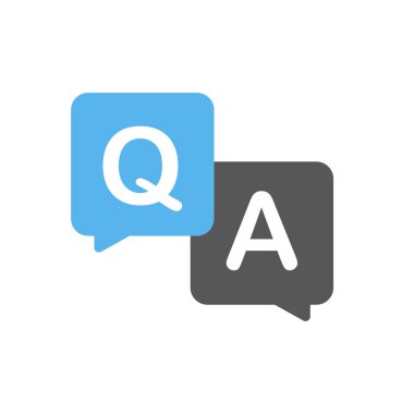 Beyaz arkaplanda Soru ve Yanıt simgesi. Soyut kavram geçmişi. Beyaz arka plan. 3 boyutlu illüstrasyon. İş tasarımı. Vektör illüstrasyonu