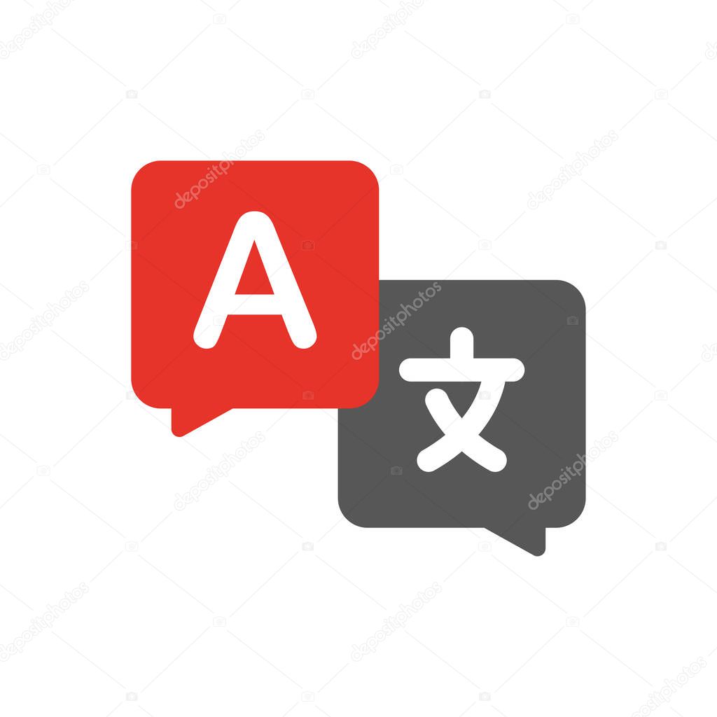 Translate icon. Flat illustration. Japanese alphabet with translate icon for site design. Vector illustration
