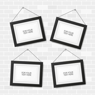 Gerçekçi çerçeve beyaz tuğla arka planda izole edilmiş. Buradaki mesajın için. Vektör