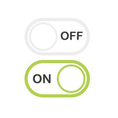 Aç ve Kapat düğmelerini aç ve kapat. Modern düz stil. Vektör