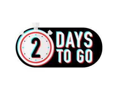 Beyaz arkaplanda geri sayım vektör illüstrasyon şablonu için iki gün süre. Vektör