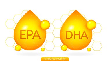Vitamin complex EPA DHA realistic icon. Pill capsule isolated on white background. Vector. clipart