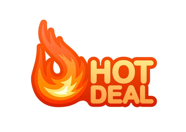 Fire hot deal. Vector design element. Red banner vector. Special offer badge. Modern promotion template. Summer sale banner template. Vector illustration. — Stock Vector