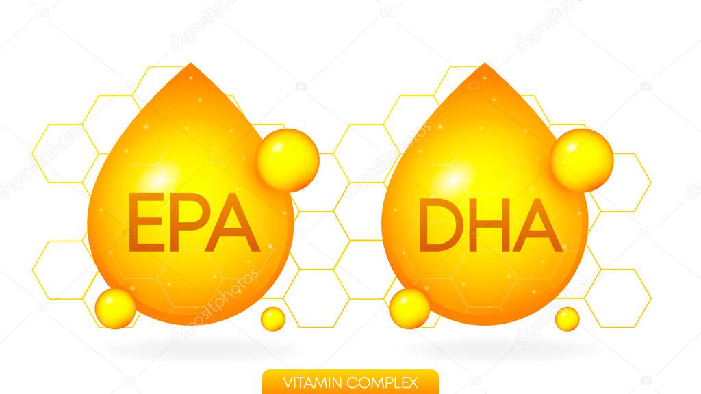 Vitamin complex EPA DHA realistic icon. Pill capsule isolated on white background. Vector.
