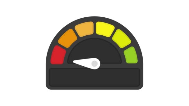 Ícone de velocímetro de risco ou sinal de cores diferentes com seta preta. Gráfico de movimento. — Vídeo de Stock