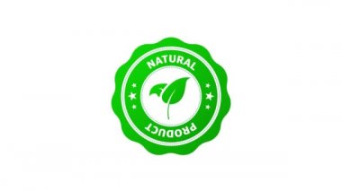 Yeşil simge. Logo, simge, etiket. Organik, biyolojik, ekolojik sembol. Doğal ürün. Vejetaryen sağlıklı yiyecekler. Organik, biyolojik, ekolojik sembol. Doğal ürün. Hareket grafiği.