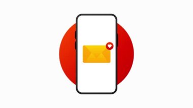 Ekran telefonundaki beyaz arka plandaki mesaja bayılıyor. Hareket grafiği.