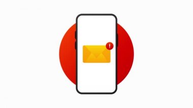 Ekran telefonundaki kırmızı ve beyaz arkaplandaki hatalı gerçekçi mesaj. Hareket grafiği.