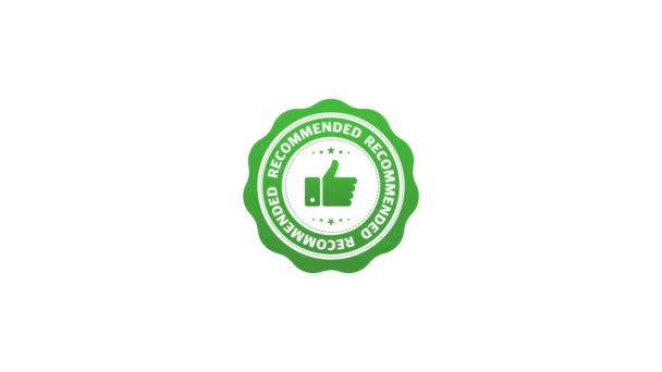 Good advice. Recommend icon. Hand like. Recommendation best seller sign. Recommended sale label. Flat icon. Premium quality. Like symbol. Motion graphic. — Stock Video