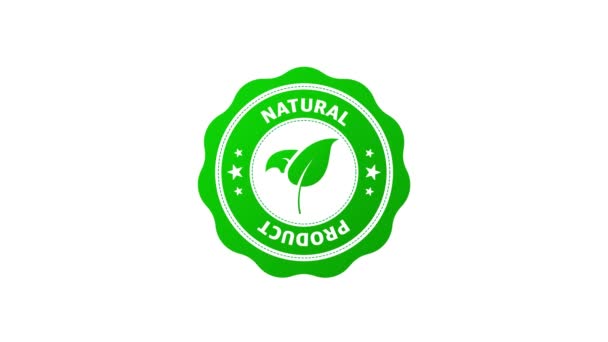 Green icon. Logo, icon, label. Organic, bio, eco symbol. Natural product. Vegetarian healthy food. Organic, bio, eco symbol. Natural product. Motion graphic. — Stock Video