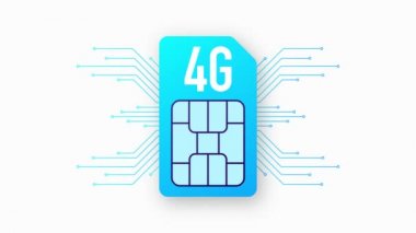 Cep telefonu 4G ağ logosu gradyan soyut arkaplan üzerinde. Hareket grafiği.