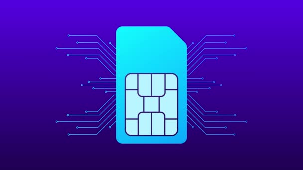 Mobiltelefon hálózat logó SIM kártya gradiens absztrakt háttér. Mozgókép. — Stock videók