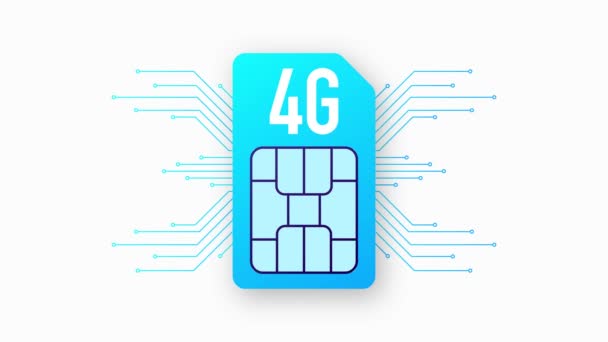 Mobiltelefon 4G nätverk logotyp sim kort på lutning abstrakt bakgrund. Rörelsebild. — Stockvideo