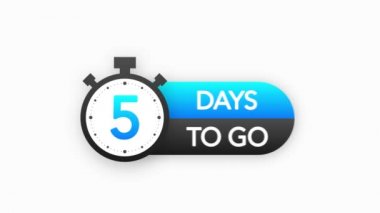 Beyaz arka planda düz stil pankart için beş gün kaldı. Geri sayım başlıyor. Hareket grafiği.