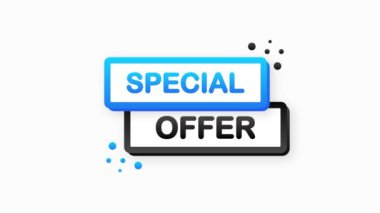 Özel konuşma baloncuklu düz pankart. Beyaz arka planda iş, pazarlama ve reklam afişi. Hareket grafiği.