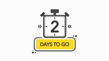 İki gün kaldı. Beyaz arka planda düz stil. Geri sayım zamanlayıcısı. Hareket grafiği.