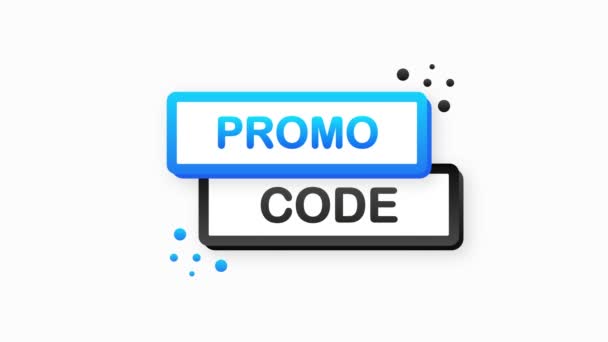 Bandiera piatta con PROMO CODE offrono bolla vocale. Banner per attività commerciali, marketing e pubblicità su sfondo bianco. Grafico di movimento. — Video Stock