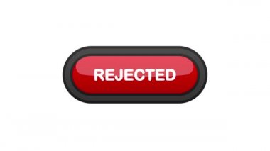 Reddedilmiş kırmızı gerçekçi 3D tuşu beyaz arkaplanda izole edildi. Elle tıklandı. Hareket grafiği.