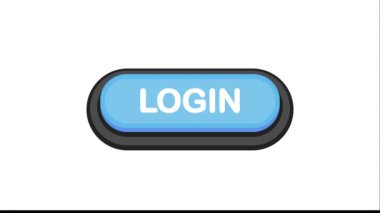 Düz biçimli mavi 3D düğmeyi beyaz arkaplanda izole et. Hareket grafiği.