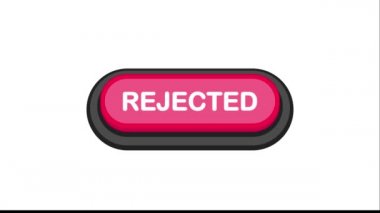 Düz biçimli reddedilmiş kırmızı 3D düğme beyaz arkaplanda izole edildi. Hareket grafiği.