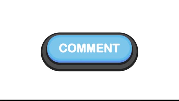 Comentario botón azul 3D en estilo plano aislado sobre fondo blanco. Gráfico de movimiento. — Vídeo de stock