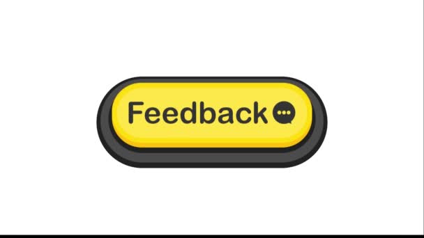 Feedback gul 3D-knappen i platt stil isolerad på vit bakgrund. Rörelsebild. — Stockvideo